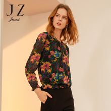 JUZUI/玖姿旗舰店2018秋季碎钻雪纺衫女印花上衣女士时尚花衫图片