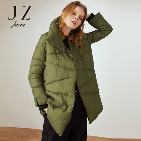 JUZUI/玖姿旗舰店2018冬装新款廓形白鸭绒立领羽绒服女外套商品大图