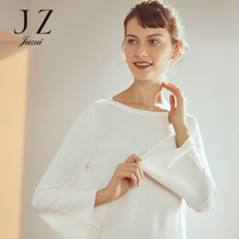 JUZUI/玖姿旗舰店2018秋装新款喇叭袖套头针织衫女长袖套头图片