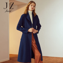 JUZUI/玖姿旗舰店2018冬装大翻领长款羊毛双面呢大衣女腰带款图片