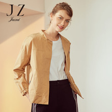 JUZUI/玖姿旗舰店2018秋装新款纽扣收腰立领棉开衫短外套女图片