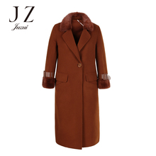 JUZUI/玖姿旗舰店2018冬装新款水貂毛领双面呢中长款大衣女图片