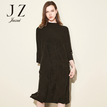 JUZUI/玖姿旗舰店七分袖圆领上衣2017冬装新款中长款毛衫女图片