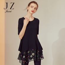 JUZUI/玖姿旗舰店2018秋装拼接短袖两件套吊带针织衫上衣女图片