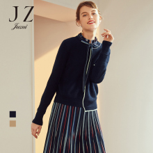 JUZUI/玖姿旗舰店2018秋装新款假开衫针织女套头修身毛衫上衣图片