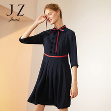 JUZUI/玖姿旗舰店2018秋装新款时尚百褶领收腰显瘦连衣裙女图片