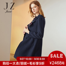JUZUI/玖姿旗舰店2018冬装西装领单排扣大衣女外套收腰显瘦图片