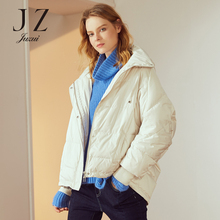 JUZUI/玖姿旗舰店2018冬装抽绳连帽廓形羽绒服女短款厚外套图片
