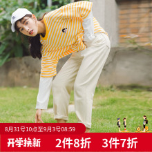条纹t恤2018新款韩版宽松假两件长袖网红同款秋天上衣女装衣服潮图片