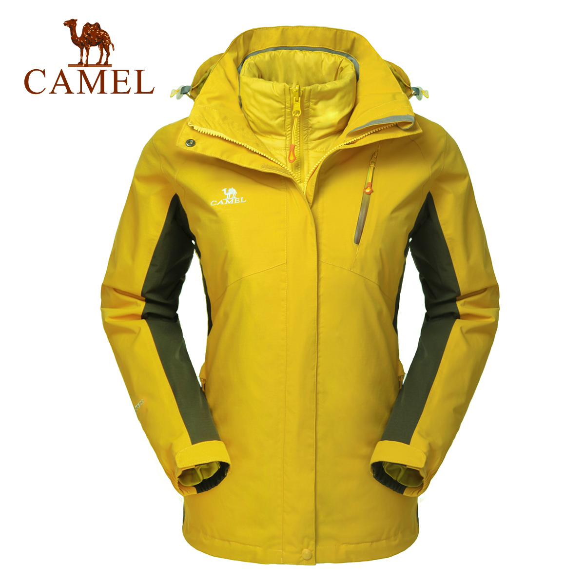 CAMEL Camel Outdoor Women's Three in One Charge Coat Women's Warm, Breathable, Windproof, and Waterproof Genuine Charge Coat