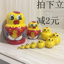 纯手工木制工艺品节日礼物儿童玩具摆件 俄罗斯套娃10层进口正品