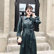 超帅气pu皮风衣中长款女2019春秋新款韩版修身显瘦皮衣过膝外套长
