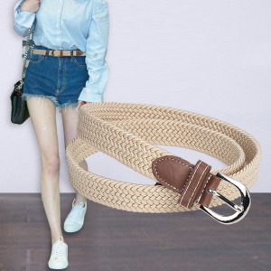 韩版女士帆布松紧皮带女简约百搭学生编织细腰带装饰牛仔裤腰带