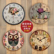饰欧式静音钟表 挂表简约创意时钟个性 复古挂钟客厅家用卧室时尚