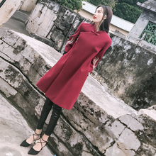 中国风女装改良旗袍唐装复古风汉服毛呢冬装外套大衣气质中式衣服图片