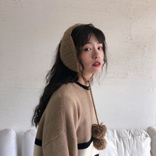 丁走走/韩版chic可爱护耳保暖加绒耳罩女秋冬季绑带软妹针织耳包