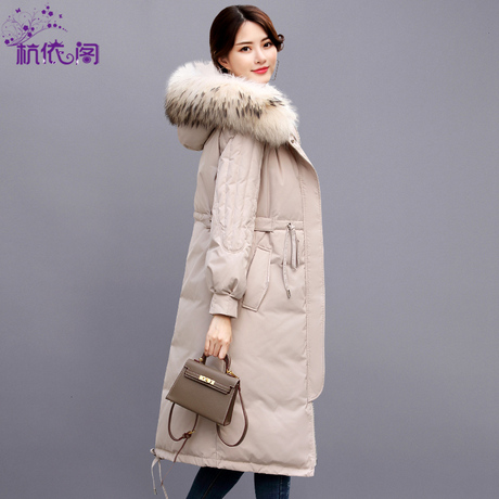 羽绒服女中长款2018冬季新款韩版女装时尚加厚过膝大毛领长款外套商品大图