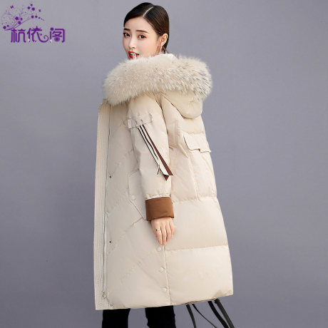 羽绒服女中长款大毛领2018冬季新款韩版女装时尚潮加厚白鸭绒外套商品大图