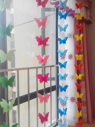 走廊天花板拉花蝴蝶挂饰彩色大蝴蝶拉花唯美蝴蝶帘8条包邮