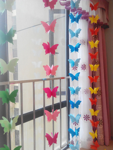 走廊天花板拉花蝴蝶挂饰彩色大蝴蝶拉花唯美蝴蝶帘8条包邮