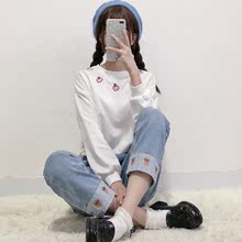 刺绣卫衣牛仔长裤 软萌少女闺蜜装 姐妹两件套ulzzang新品 套装 韩版