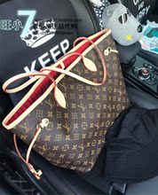 路易威登NEVERFULL经典 老花手提购物袋单肩斜挎红色内里女包