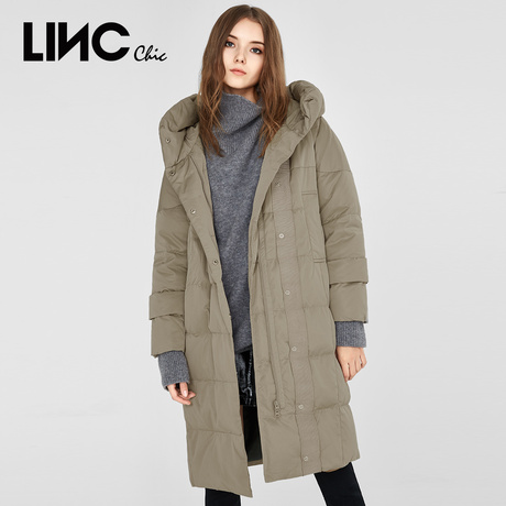 LINC金羽杰2018新款都市围裹感长款过膝羽绒服外套女8424323商品大图