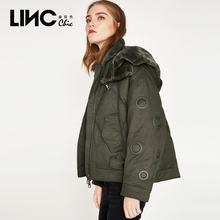 LINC金羽杰冬季新品大毛领大披肩连帽羽绒服女短款外套7470107图片
