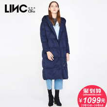 LINC金羽杰冬装新款明星感连帽羽绒服女中长款宽松外套潮7461013图片