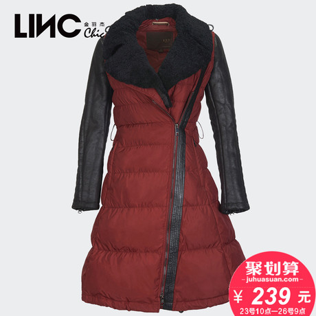 LINC金羽杰时尚侧拉链羽绒服女中长款修身显瘦363309商品大图