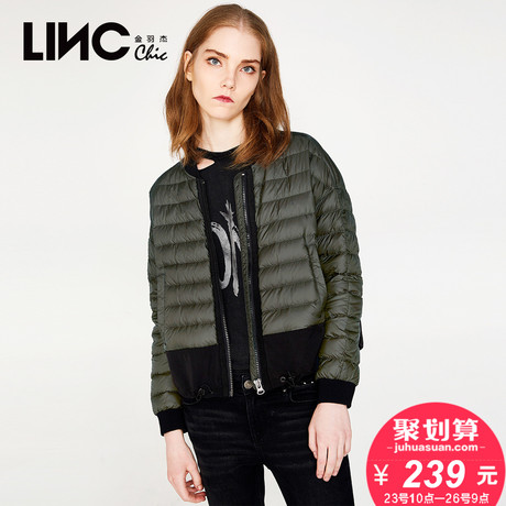 LINC金羽杰秋冬欧美街头棒球领轻薄羽绒服女短款外套宽松潮7J1401商品大图