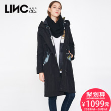 LINC金羽杰冬季新品时尚痞酷假俩件套羽绒服女长款过膝450914图片