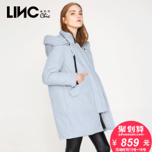 LINC金羽杰冬新款时尚简约斜插口带派克大装羽绒服女反季7450908图片