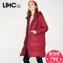 LINC金羽杰羽绒服中长款冬季新款女加厚时尚口袋黑色外套7471059图片
