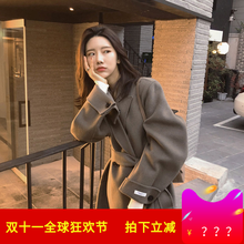可可色中长款收腰显瘦高端毛呢外套2019新款秋冬反季手缝双面羊绒