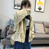 收腰连帽风衣儿童前短后长外套9027 女童韩版 新款 啦芙莱2019秋装