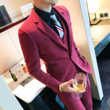 三件套装 英伦男士 休闲商务纯色韩版 西装 新款 个性 西服男春秋季修身