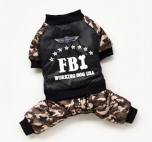 包邮新款FBI迷彩加厚棉衣 泰迪狗狗衣服秋冬装贵宾宠物四脚衣服