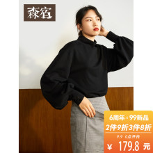 森宿Y秋冬装ins2018新款半高领黑色纯色套头半韩版短款宽松卫衣女图片