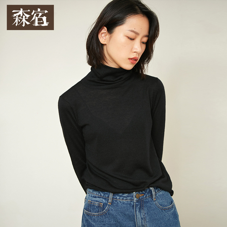 森宿Y纯色高领打底针织衫女秋装2018新款ins宽松长袖套头百搭上衣商品大图