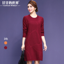 【全羊毛】甘甘的世界2018秋冬装新款羊毛针织衫中长款打底衫宽松图片