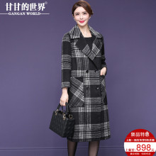 【90%羊毛】甘甘的世界双面呢子大衣女秋冬新品2018时髦格个大衣图片
