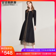甘甘的世界2018秋装新款女长袖假两件圆领南韩丝连衣裙中年大码图片