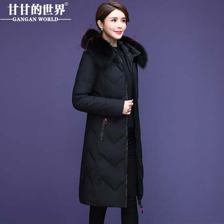 【90%白鸭绒 减龄狐狸毛领】修身优雅中长款羽绒服甘甘的世界新款商品大图