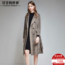甘甘的世界2018秋冬新款毛呢外套女纯色长袖宽松中长款双面呢大衣图片