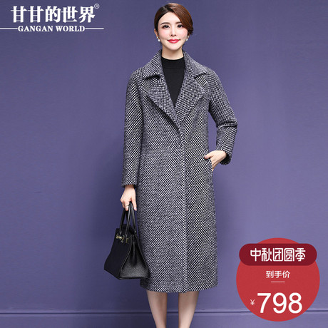 【温暖卡苏绒】甘甘的世界2018秋冬新款修身中长款大衣中年女装商品大图