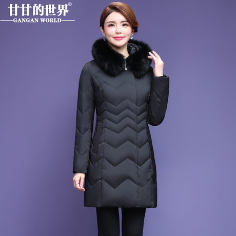 【90%白鸭绒 狐狸毛领】显瘦羽绒服女中长款甘甘的世界冬季新款商品大图