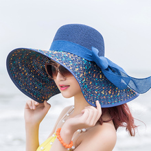 遮阳帽子女夏遮阳帽防晒大沿可折叠草帽防紫外线海边太阳帽青年