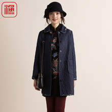 渔牌 2018秋冬新款中长款休闲长袖牛仔棉衣女装棉服外套图片