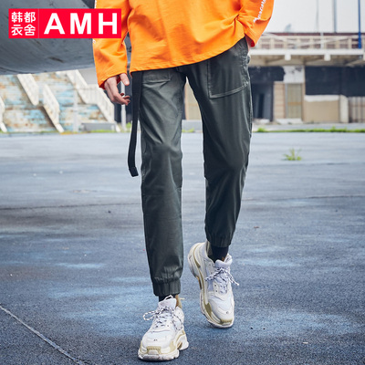 AMH男装韩版2018秋装新款宽松时尚潮流九分休闲裤NX9333恊